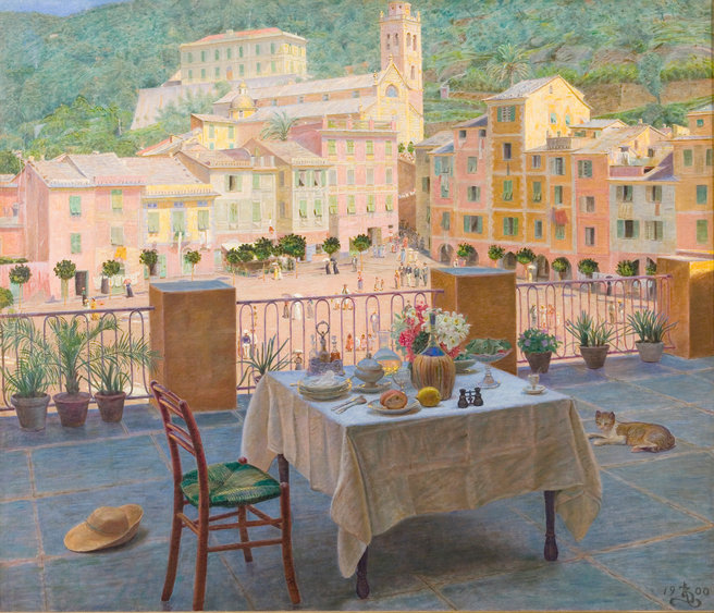 Museets samling dækker perioden 1750 til 1950. Kristian Zahrtmanns sommermaleri "Mit frokostbord i Portofino" er fra 1900. Foto: Ribe Kunstmuseum