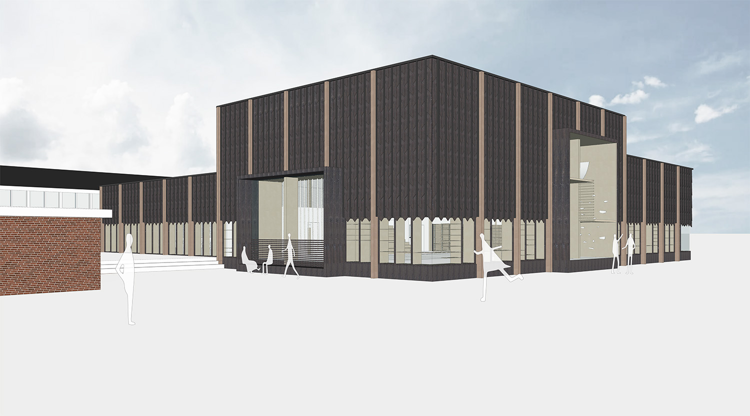 Skolens nye bygninger forventes at stå klar i august 2021. Illustration: CREO