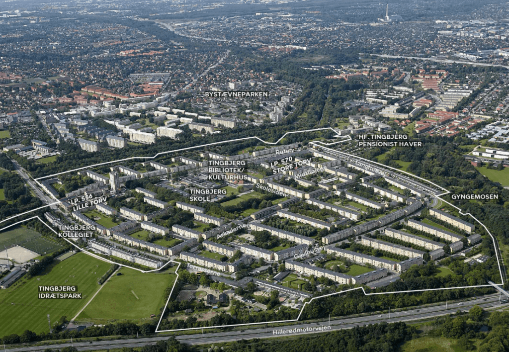 Luftfoto af Tingbjerg i København