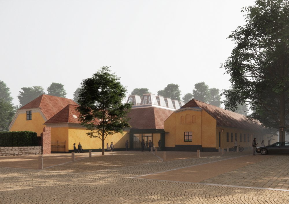 Visualisering af Sorø Akademis samlingssal (dag) tegnet af arkitektfirmaet Entasis